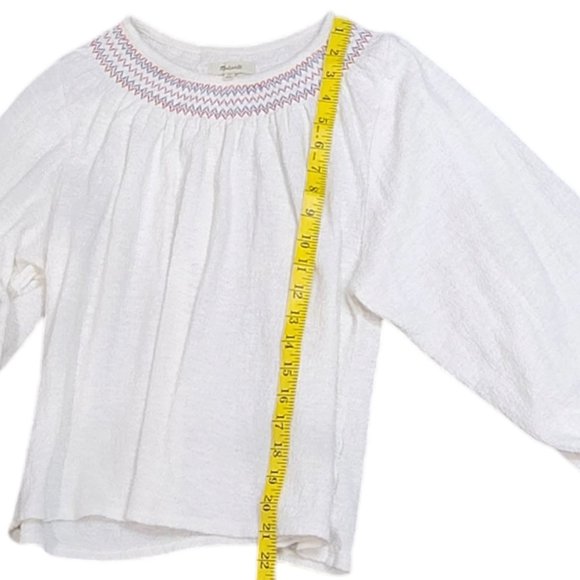 Madewell Superlight Jacquard Embroidered Smocked Top Organic Cotton XS - Picture 10 of 11